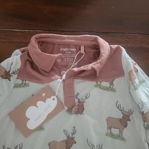Angel Dear Kids' Elk Print Shirt - Cream and Brown